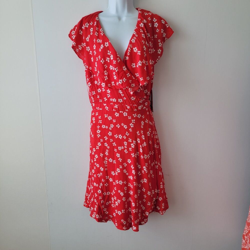 draper james rsvp women's flutter wrap dress size L floral reffed midi